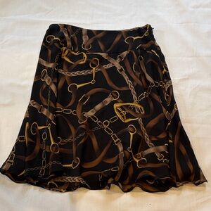 Lauren Ralph Lauren Black and Brown Chain Print Skirt